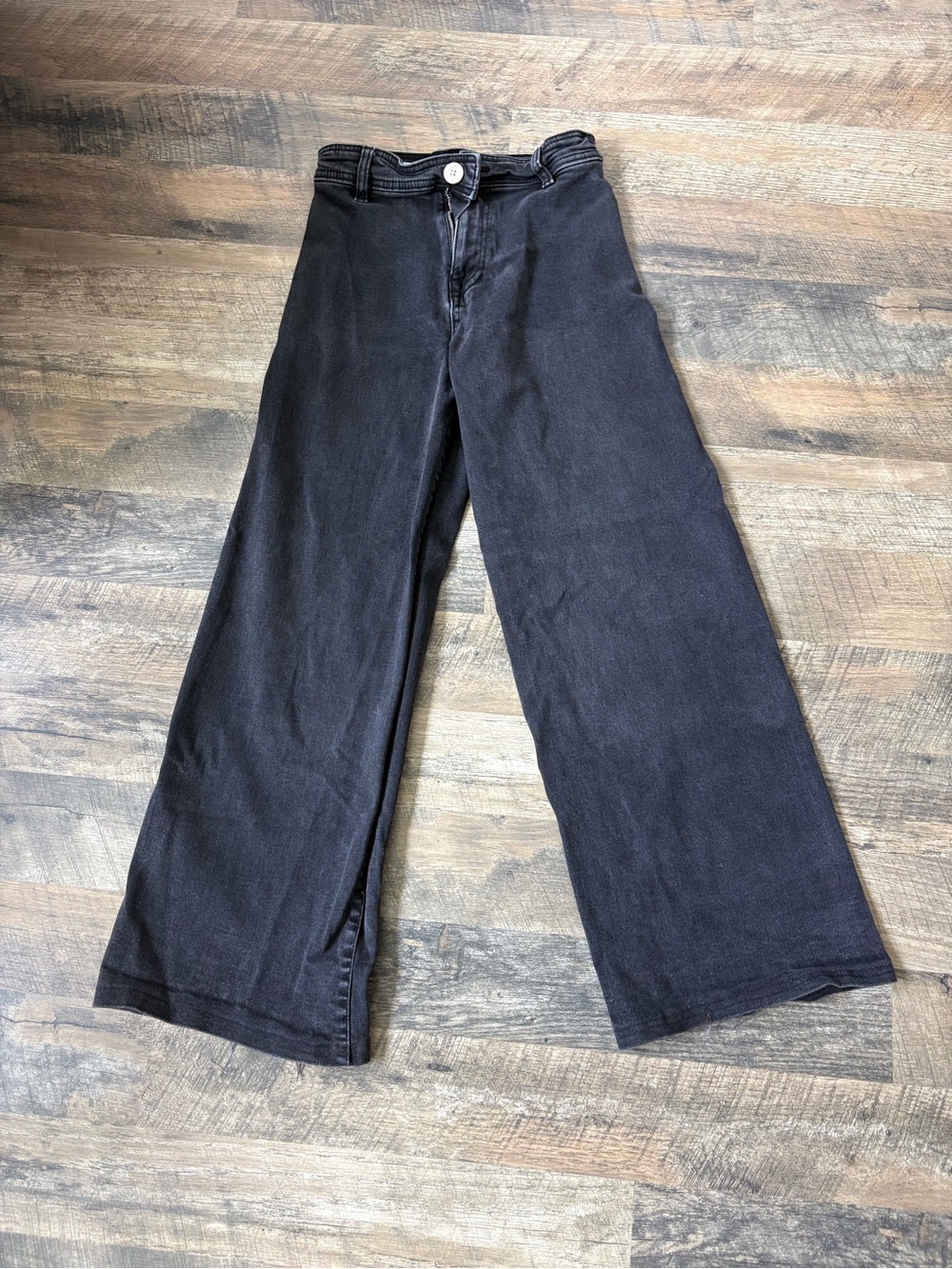 Zara Girls High-Waist Wide Leg Jeans - Black